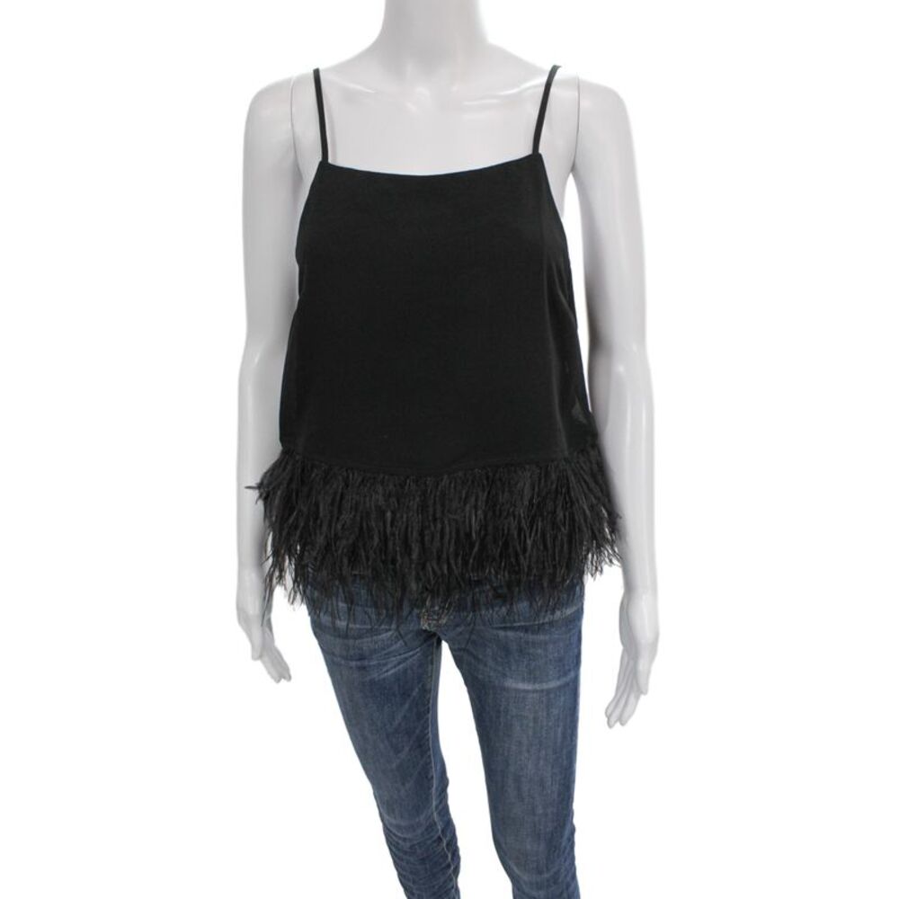 Line + Dot Womens Bohemian Black Sleeveless Camisole Square Neck Size M